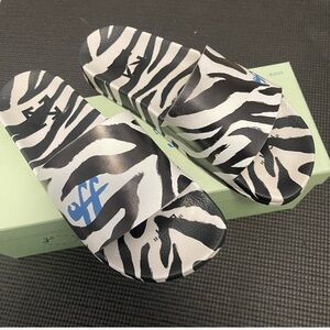 Off white pool slides worn once